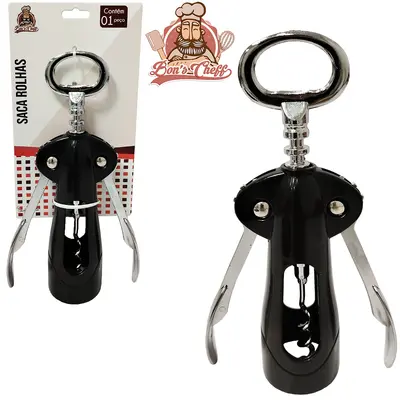 ABRIDOR DE VINHO / SACA ROLHA DE INOX / PLASTICO 16CM BONS CHEFF