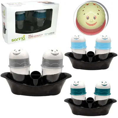 SALEIRO / PIMENTEIRO DE MESA DE VIDRO COM 2 PECAS 105ML + TAMPA E SUPORTE DE PLASTICO COLORS