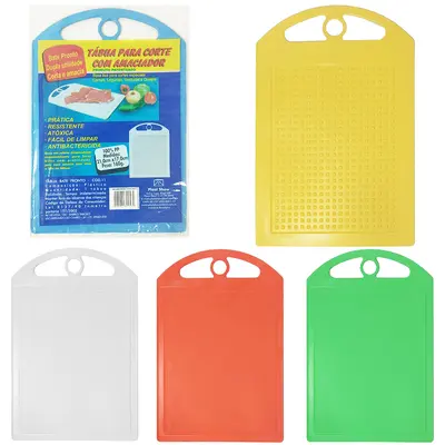 TABUA DE CORTE DE PLASTICO COLORS BATE PRONTO 2 EM 1 21X17CM