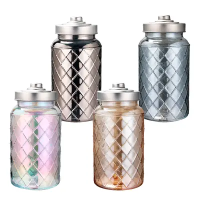 POTE DE VIDRO REDONDO MIXED COM TAMPA DE METAL 1200ML
