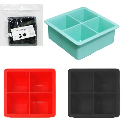 FORMA DE GELO GOURMET COM 4 CAVIDADES QUADRADA DE SILICONE 11,5CM