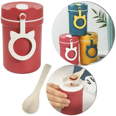 COPO DE PLASTICO COM COLHER + TAMPA E ALCA 330ML