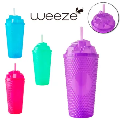 COPO COM TAMPA CUBO DE GELO E CANUDO DE PLASTICO COM LUZ DE LED A BATERIA 450ML