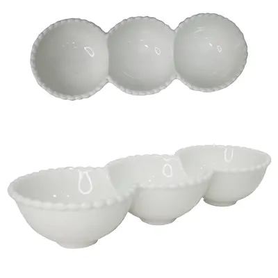 PETISQUEIRA DE PORCELANA TRIPLA PEROLA 500ML 27,5X10X5CM