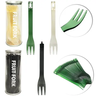 MINI GARFO / GARFINHO E PEGADOR DE PLASTICO 2 EM 1 PARA FRUTAS E PETISCOS COM 20 PECAS 13CM