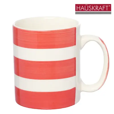 CANECA DE PORCELANA RETA FAIXAS ROSA HAUSKRAFT 300ML