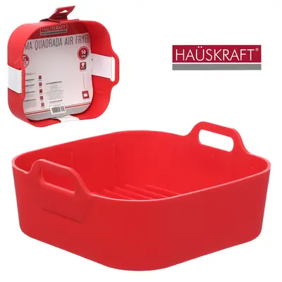FORMA DE SILICONE QUADRADA COM ALCA PARA AIR FRYER / FRITADEIRA ELETRICA HAUSKRAFT 16X7CM