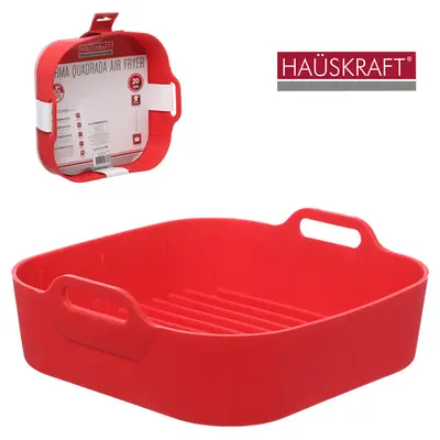 FORMA DE SILICONE QUADRADA COM ALCA PARA AIR FRYER / FRITADEIRA ELETRICA HAUSKRAFT 20X7CM