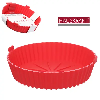 FORMA DE SILICONE REDONDO COM ALCA PARA AIR FRYER / FRITADEIRA ELETRICA HAUSKRAFT 7X20CM DE Ø