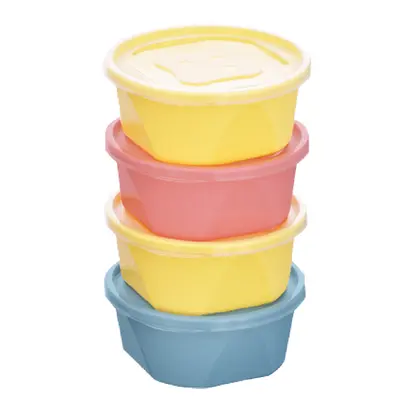 CONJUNTO DE ORGANIZADOR DE PLASTICO REDONDO NUDE COM TAMPA 4 PECAS 740ML