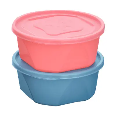 CONJUNTO DE ORGANIZADOR DE PLASTICO REDONDO NUDE COM TAMPA 2 PECAS 1220ML
