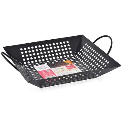 ASSADEIRA DE FERRO ROTISSERIE ANTIADERENTE QUADRADA CHURRASQUEIRA COM ALCA 37,5X30,8CM