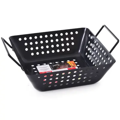 ASSADEIRA DE FERRO ROTISSERIE ANTIADERENTE QUADRADA CHURRASQUEIRA COM ALCA 27,5X21,7CM