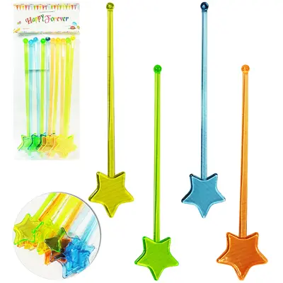 MISTURADOR DE BEBIDAS DE ACRILICO ESTRELA COM 10 PECAS 19CM