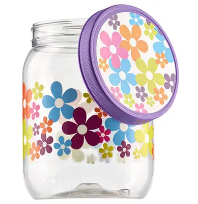 ORGANIZADOR DE PLASTICO REDONDO MARGARIDA LILAS COM TAMPA DE ROSCA 1700ML