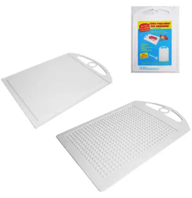 TABUA DE CORTE DE PLASTICO BRANCO GRANDE 2 EM 1 24,9X19,5CM