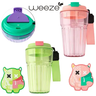 COPO COM TAMPA DE PLASTICO AS + PORTA COPO E ALCA WEEZE TRANSCOLOR 450ML
