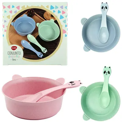 KIT ALIMENTACAO / PAPINHA COM TIGELA + COLHER DE PLASTICO COLORS 250ML NA CAIXA