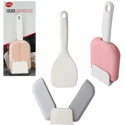 COLHER DE ARROZ JAPONESA COM SUPORTE DE PLASTICO COLORS 20X7,5X3,8CM NA CARTELA
