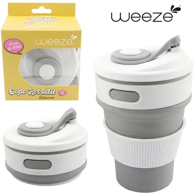 COPO DE SILICONE RETRATIL COM TAMPA E BICO WEEZE 350ML