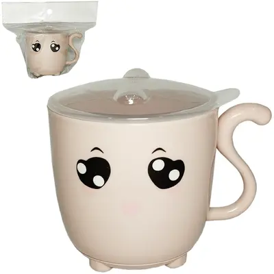 CANECA DE PLASTICO BICHINHO COM TAMPA 240ML