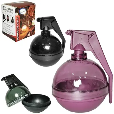 FORMA DE GELO GRANADA BOLA ESFERICA DE SILICONE COM TAMPA DE PLASTICO 8X6,5X6CM DE Ø