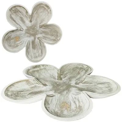 BANDEJA DE MADEIRA FLOR DECORATIVA 28CM DE Ø