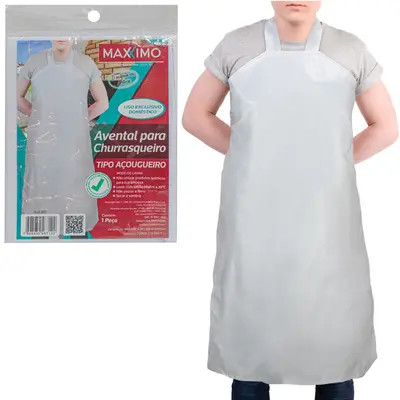 AVENTAL DE PVC PARA CHURRASQUEIRO TIPO ACOGUEIRO BRANCO 100X64CM