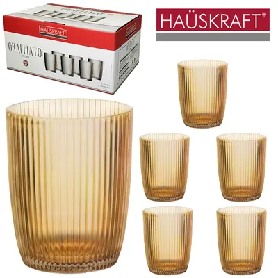JOGO DE COPO DE VIDRO WHISKY BAIXO GRAFFIATO AMBAR HAUSKRAFT COM 6 PECAS 256ML