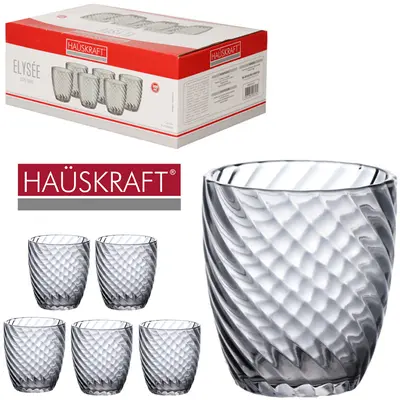 JOGO DE COPO DE VIDRO WHISKY BAIXO ELYSEE CINZA HAUSKRAFT COM 6 PECAS 300ML