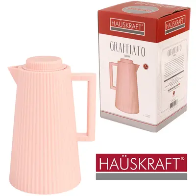 GARRAFA TERMICA COM AMPOLA DE VIDRO GRAFFIATO ROSA HAUSKRAFT 1L