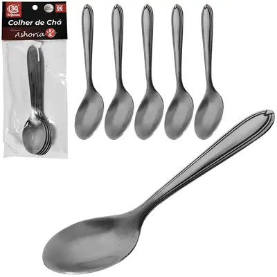 COLHER DE CHA DE INOX ASHORIA COM 6 PECAS 12CM