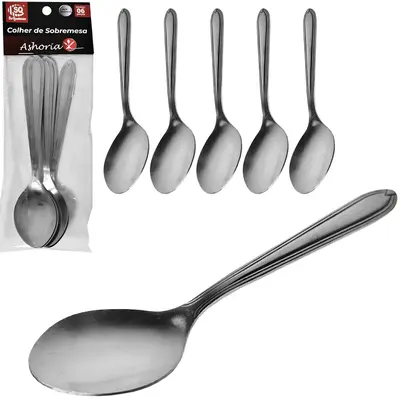 COLHER DE SOBREMESA DE INOX ASHORIA COM 6 PECAS 15CM