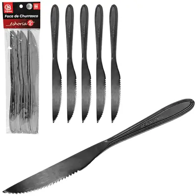 FACA DE CHURRASCO DE INOX ASHORIA COM 6 PECAS 21CM