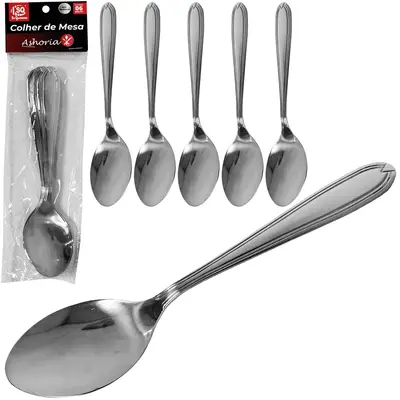 COLHER DE MESA DE INOX ASHORIA COM 6 PECAS 19CM