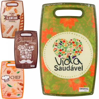 TABUA DE CORTE DE PLASTICO OVAL ESTAMPAS SORTIDAS 30X20CM