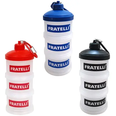 PORTA SUPLEMENTO DE PLASTICO TRIO ACOPLAVEL COM MOSQUETAO COLORS 19X8CM DE Ø