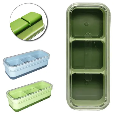 FORMA DE GELO COM 3 CAVIDADES QUADRADA DE SILICONE/PLASTICO COM TAMPA 11,3X4,5X3,5CM