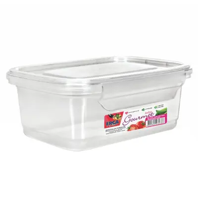 CAIXA DE PLASTICO RETANGULAR COM TAMPA E TRAVA GOURMET TRANSPARENTE 1400ML
