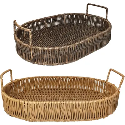 BANDEJA DE PLASTICO TIPO VIME OVAL COM ALCA 36X25X10CM