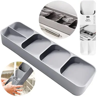 ORGANIZADOR PORTA TALHER DE GAVETA DE PLASTICO COM 5 DIVISORIAS 39,5X11X5,5CM