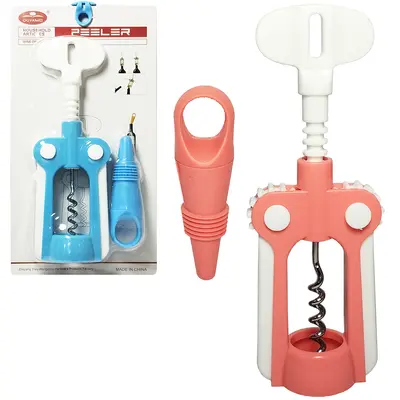 ABRIDOR DE VINHO / SACA ROLHA DE INOX / PLASTICO COM TAMPA