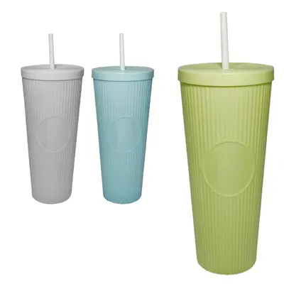 COPO COM TAMPA E CANUDO DE PLASTICO 1100ML