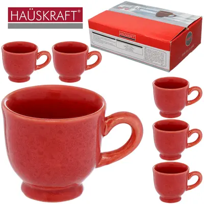 JOGO DE XICARA DE PORCELANA PARA CAFE GLAZE VERMELHO HAUSKRAFT COM 6 PECAS 100ML