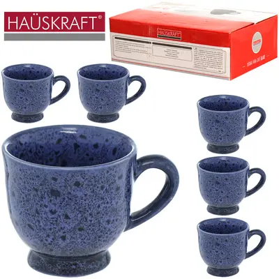 JOGO DE XICARA DE PORCELANA PARA CAFE GLAZE AZUL HAUSKRAFT COM 6 PECAS 100ML