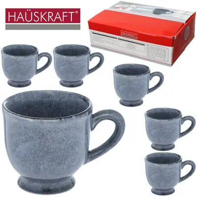 JOGO DE XICARA DE PORCELANA PARA CAFE GLAZE CINZA HAUSKRAFT COM 6 PECAS 100ML