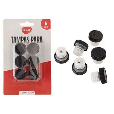 TAMPA DE PLASTICO PARA GARRAFA DE VINHO COM 6 PECAS 2,5X2,5CM DE Ø
