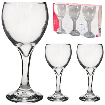 JOGO DE TACA DE VIDRO PARA AGUA / VINHO ACQUA COM 3 PECAS 300ML