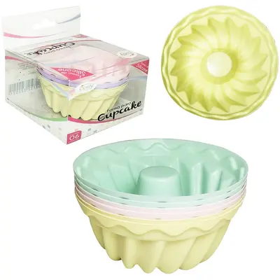 FORMA DE SILICONE REDONDA PARA CUPCAKE COLORS COM 6 PECAS 3,2X7CM DE Ø