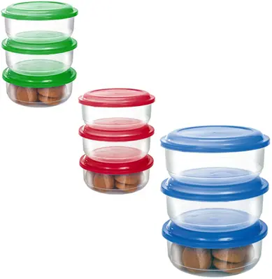 CONJUNTO DE POTE DE PLASTICO REDONDO COM TAMPA COLORS 3 PECAS 750ML